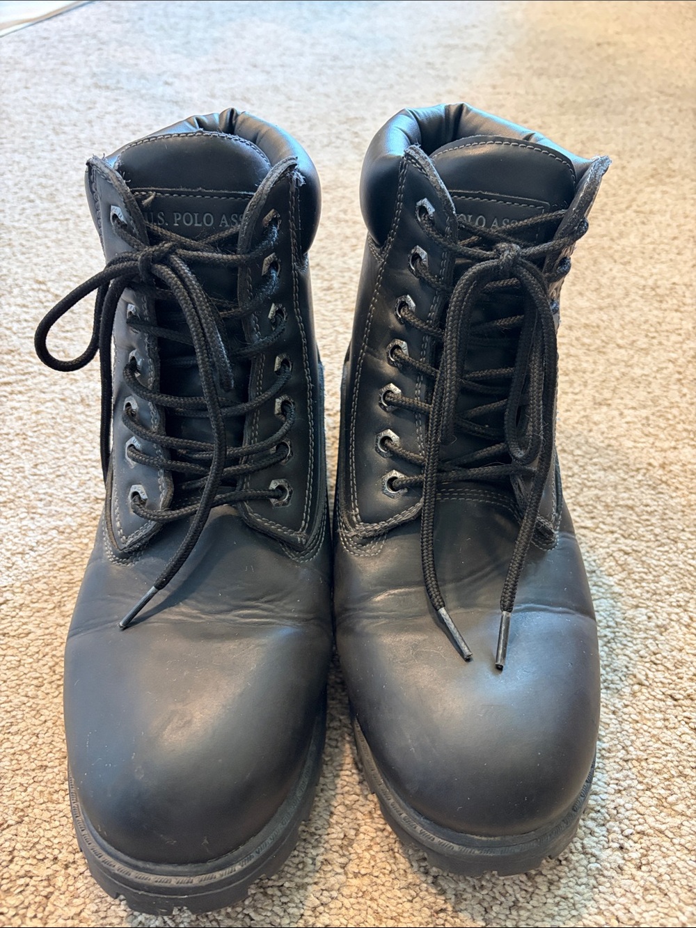 U.S. Polo Assn. Men's Black Lace-Up Work Boots
